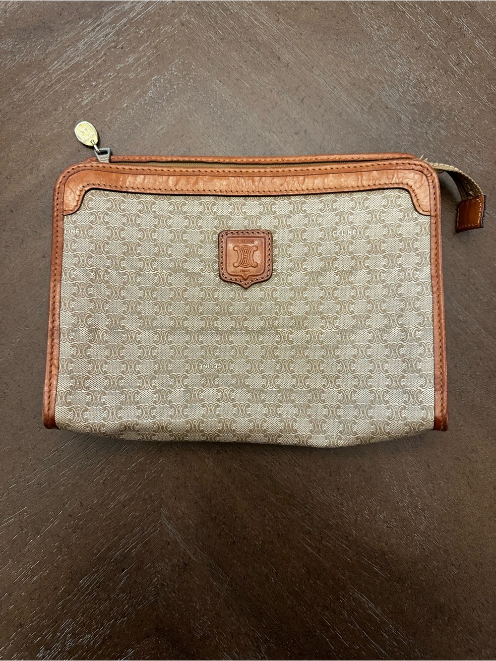 Celine Vintage Macadam Coated Canvas Clutch- Unisex
